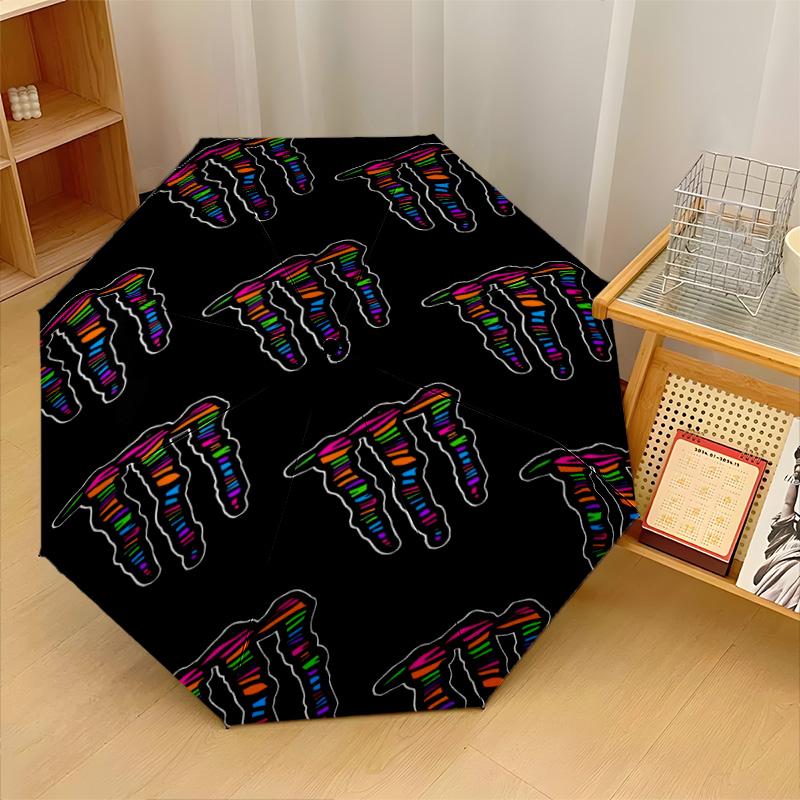 Monster Energy Print 8?Ribs Automatic Umbrella Wind Resistant Lightweight Folding Umbrella For Outdoor Travel