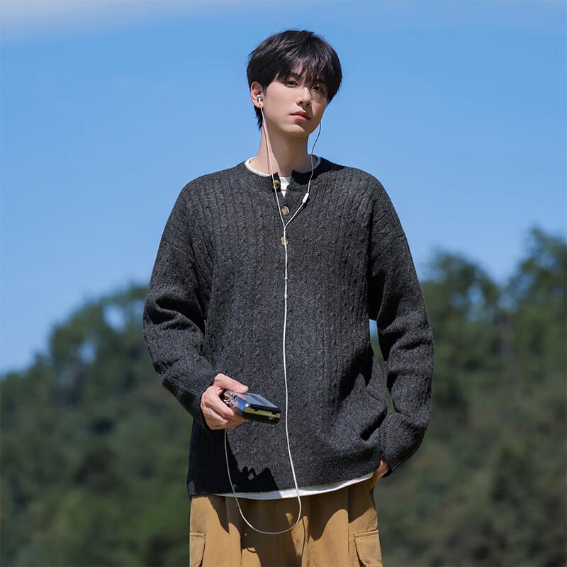 VUUG Men's Japanese-Inspired Solid Knit Sweater