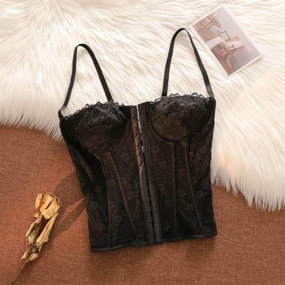 Hollow Lace Corset Slim Fit Suspender Vest Elastic Crop Tops Travel