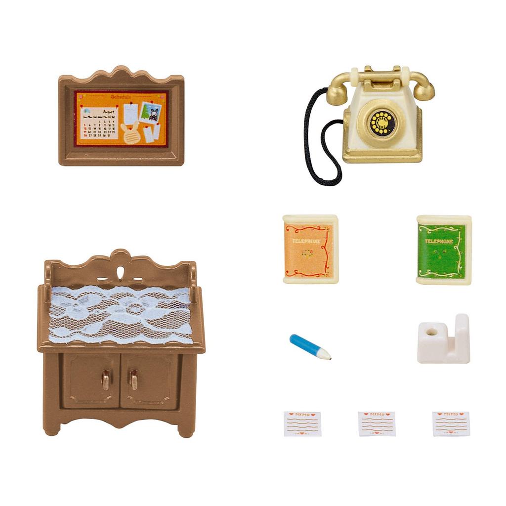 Sylvanian Families Furniture Stand ST Mark Certified Toy Dollhouse for Ages 3 and Sylvanian Families by Epoch [Telephone Set] Ka-501 Up,