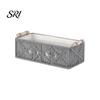 Neat Countertop Storage Box with Wooden Handles Large Capacity Basket Sturdy Frame Organizer Woven Design for Cosmetics And Sundries Space-saving