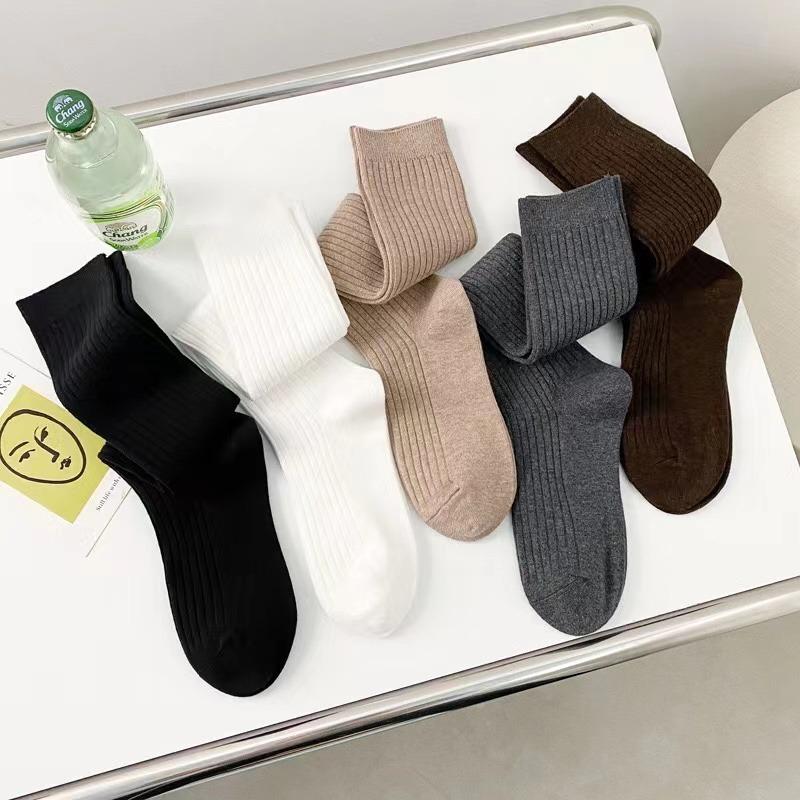 Ladies Girls Fashion Solid Knee Socks Women Knitting Cotton Long Socks Autumn Winter Warm Thigh High White Black Stockings