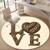 1pc Leopard Love Office Round Area Rug, Indoor Mat Suitable ForOffice, Under Office Chairs Bedroom Living Room Home Decor, Room Decot144