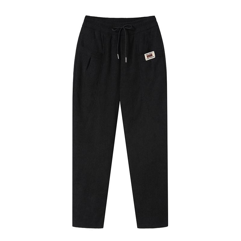 Mom's Winter Style High Waist Corduroy Cotton Pants for Middle-Aged and Elderly Women - Loose, Plus Velvet, Straight Leg