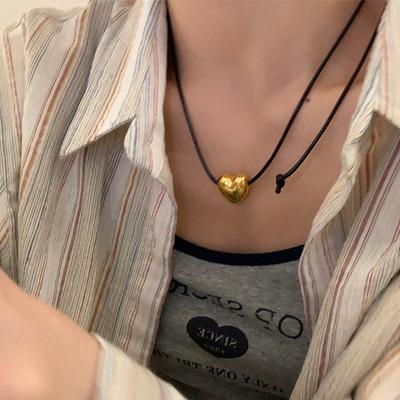 Harajuku Liebeskette Damen Legierung Einfacher Herzanhänger Mode Dünne Kette Halskette Koreanisch Beliebt Damen Anhänger Schmuck Geschenk