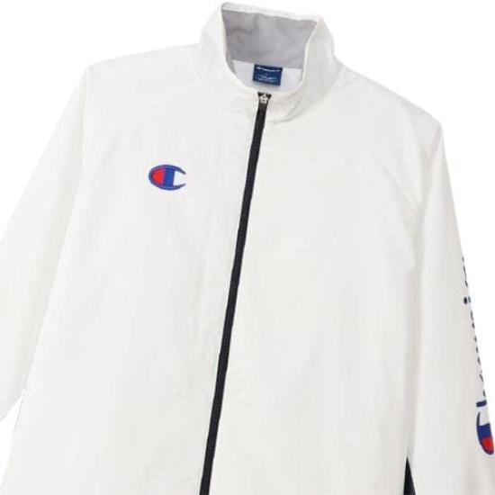 Champion Long Sleeve Windbreaker Size with Logo Men's Jacket, C3-USC15, White, XL, Warm, Water-Repellent, Windproof, One-Point