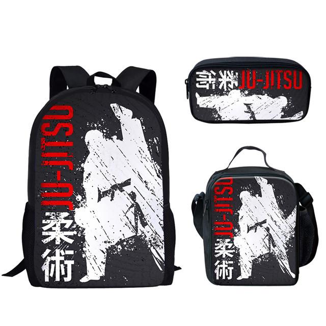 Trendy Popular New Chinese kung fu Judo 3D Print 3pcs/Set Student School Bags Laptop Daypack Backpack Lunch bag Pencil Case