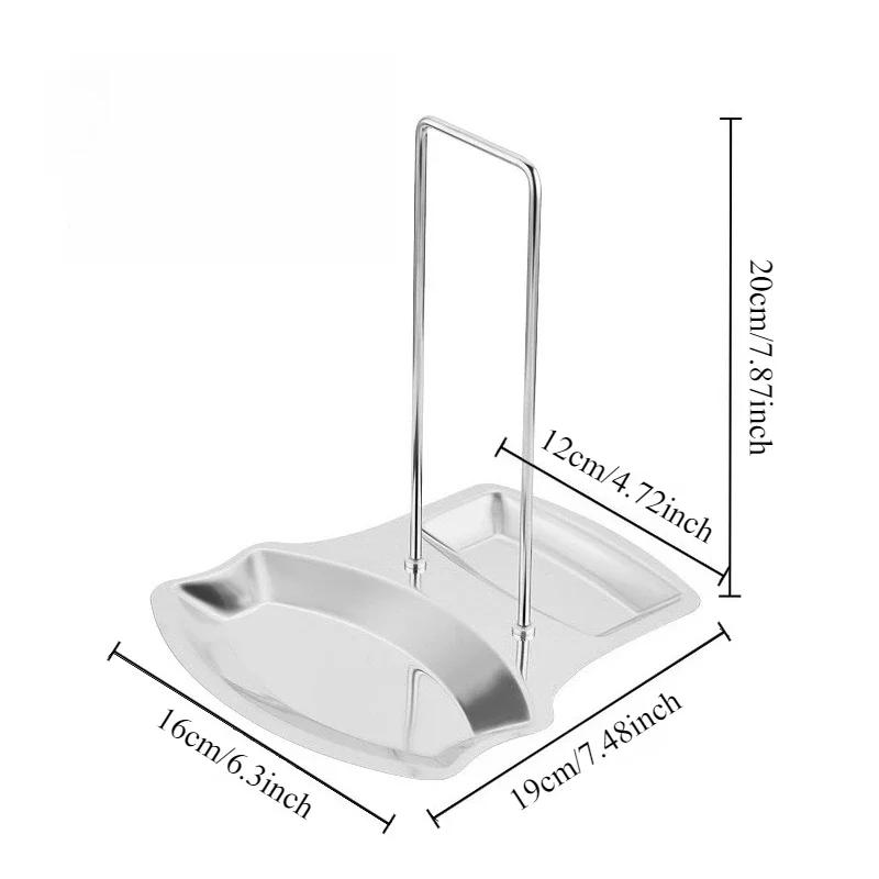 

Detachable Pan Cover Stainless Steel Pot Lid Rack Shelf Kitchen Multifunctional Spatula Holder Spoon Stand Kitchen Accessories