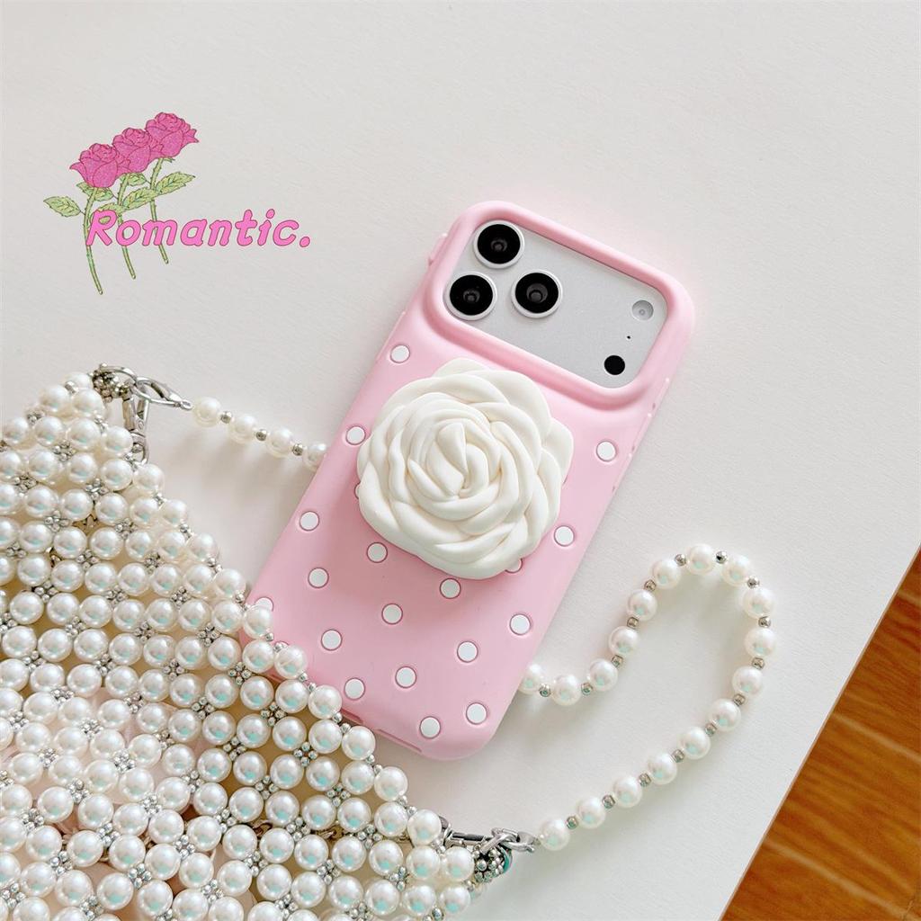 Polka Dot Rose Flower Stand Drop-Proof Case for iPhone 14/13/12, Apple 17/16/15 PROMAX