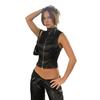 European and American style spring and summer new women's clothing fashion stand-up collar sexy backless slim navel PU small vest women