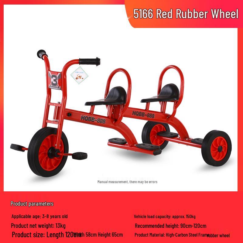 Children's Double Pedal Tricycle with Basket for Outdoor Play