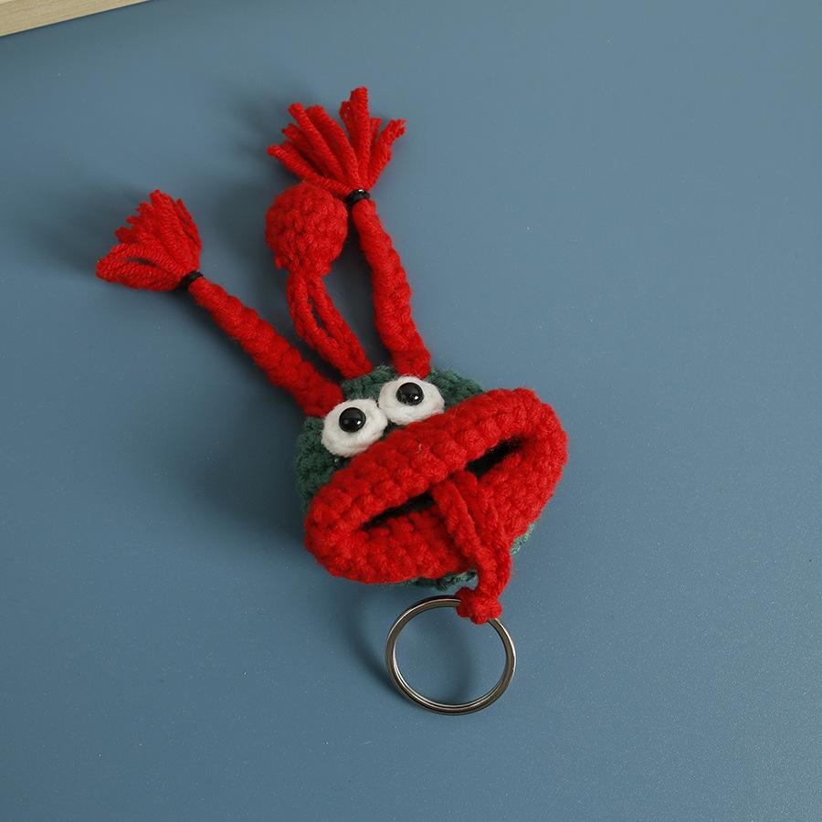 Funny Sausage Mouth Doll Series Crochet Bag Keychain For Car Keys Holder Knitting Doll Keyrings For Key Storage Custom Accessory