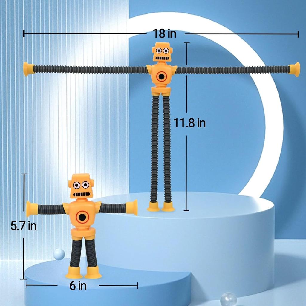 4-pack Telescopische Zuignap Robot Speelgoed, ABS Veilig Materiaal, Veelkleurige Leuke Set