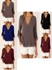 Women Casual Sexy Deep V Neck Chiffon Blouse Shirt With Slim Waist And Long Sleeves