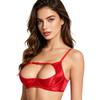 1/4 Cup Push-up Underwire Shelf Bra Satin Hollow Out Adjustable Straps Balconette Bralette for Women Lingerie Sleepwear