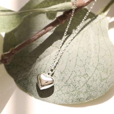 [Onoma] Onm 92.5 Silver Volume Heart Pendant Chain Silver Necklace (19314616)