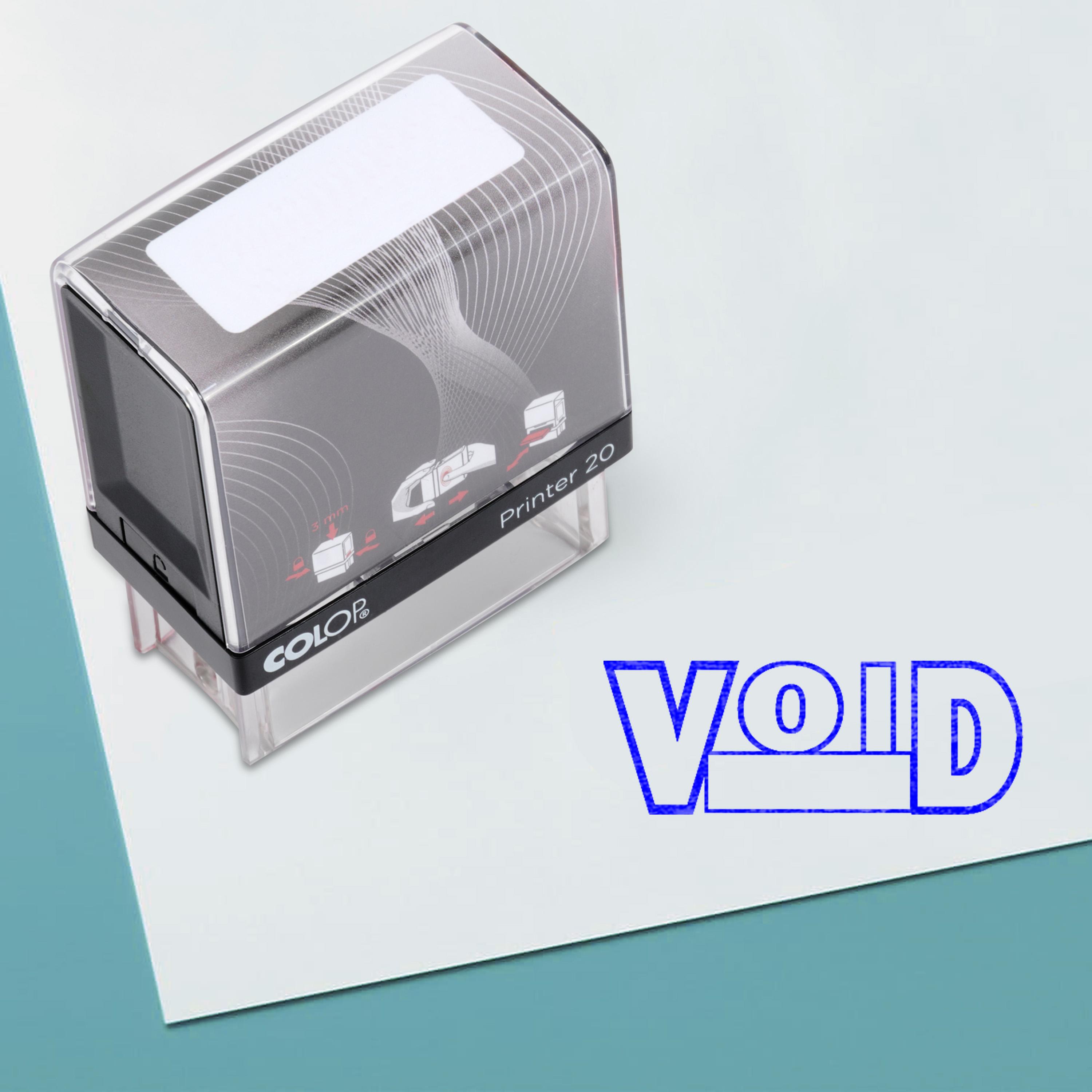 

Void Self Inking Rubber Stamp Custom Colop Office Stationary P20 Mini Stamper 14 mm x 38 mm синій