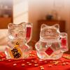 Creative Cartoon Cat Clear Glass Piggy Bank for Kids Golden Bean Money Jar Coin Saving Storage Bottle Desktop Decor Idea