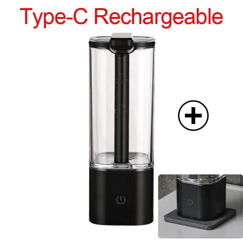 550ml Großvolumiger Küchen Automatischer Flüssigseifenspender USB Wiederaufladbar/Batterie Berührungsloser Handdesinfektionsmittelspender