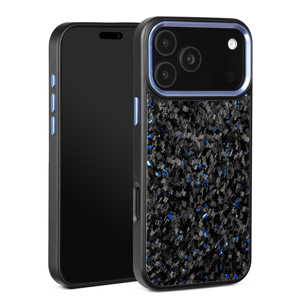 For iPhone 17 Pro Case Forged Texture Aramid Fiber + TPU Phone Cover with Black Lens Frame