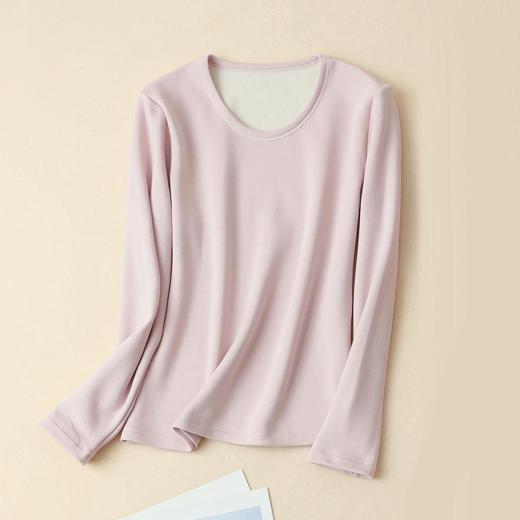 Women's Thickened Mulberry Silk Base Layer Set - 270g, Round Neck, Brushed for Warmth in Autumn