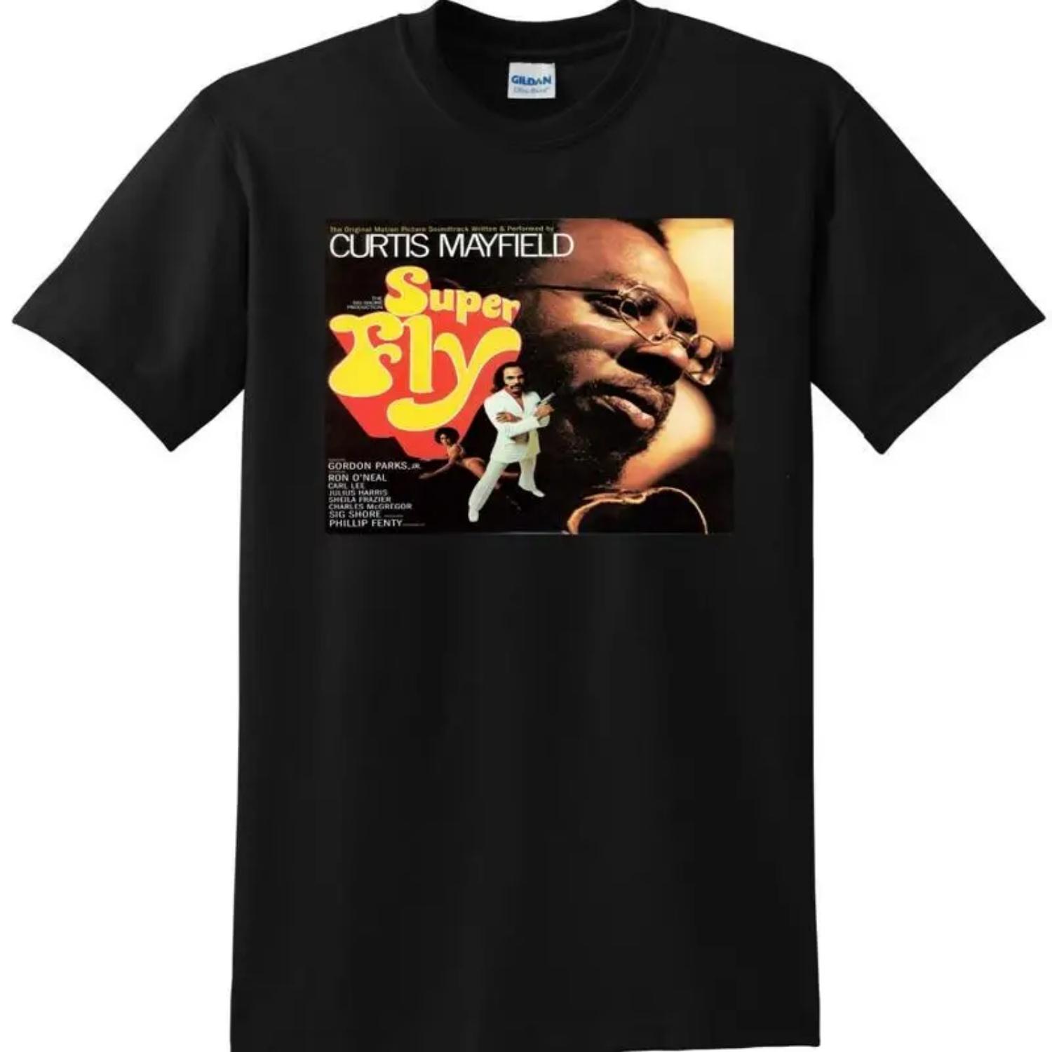 

Curtis Mayfield T Shirt Superfly Vinyl Cd Cover Small Medium Large S чёрный