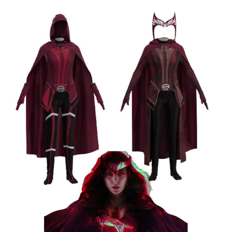 Marvelous Scarlett Witch Role Play Costume For Adult Children Jumpsuit Headdress And Cloak Included