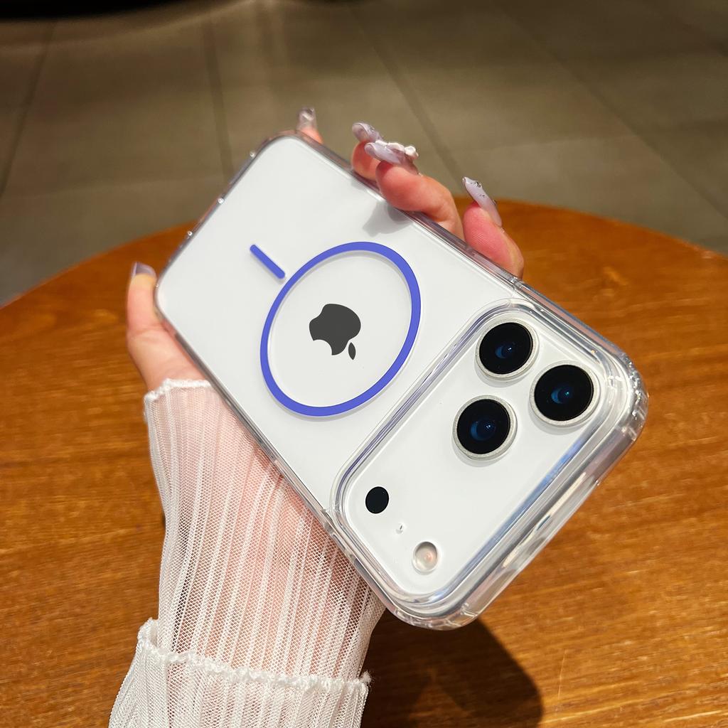 Luxury Slender Circle Magnetic Case for iPhone 17 Air 16 15 14 Plus 13 12 11 Pro X Xs Max Case for Magsafe Wireless Charge Cover