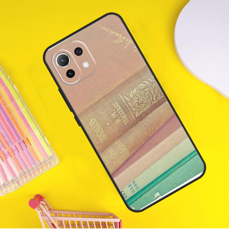 Vintage BOOK Bookworm Bookshelf Cover For Xiaomi 14 13 Ultra 11T 12T 13T 14T Pro POCO X7 Pro X3 X5 F3 F5 F6 M6 X6 Pro Case