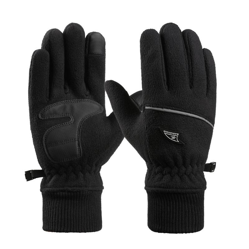 

Warm gloves Men s thickened windproof waterproof fleece outdoor driving cycling sports autumn and winter fleece gloves One Size