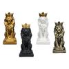 Lion with Crown Statue Table Decoration Resin Sculpture Handmade Craft for Shelf, Porch, Bookcase, or Desk