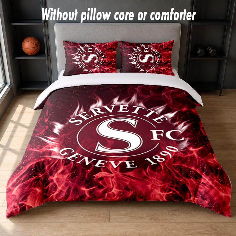 Servette FC Design Bed Bedding Set 1 Duvet Cover + 2 Pillowcases Soft Breathable Household Bed Linens
