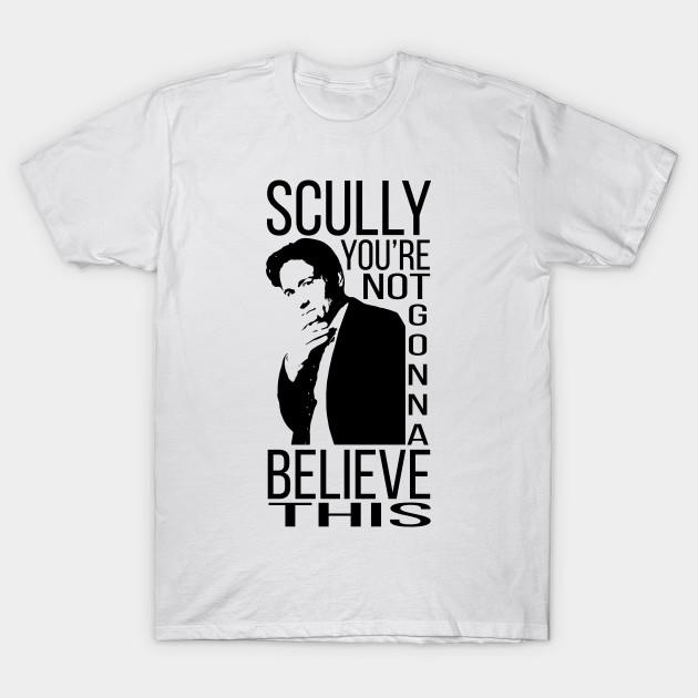 Men Black Print T-shirt Scully, You Re Not Gonna Believe This No-Cut Transfer Paper Print Cotton Tshirt 3XL