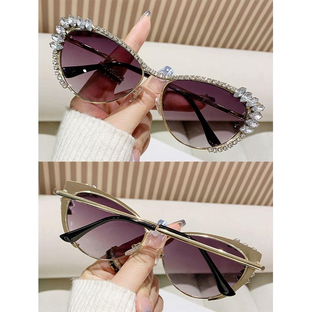Y2K Diamond Sunglasses Jeweled Frame Y2K Shades Cat Eye Rhinestone Sunglasses for Women & Men