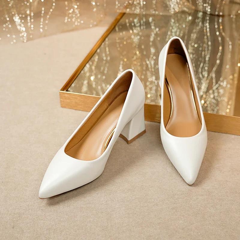 Basic Pumps Pointed Toe High Heels Boat Shoes for Woman Summer Dress Shoes Shallow White Wedding Shoes Black Plus Size 35-42