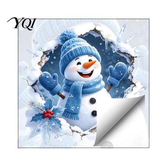 Durable PVC Window Clings Christmas Snowman Toilet Stickers, 3D Bathroom Wall Decals, Festive Home Art Waterproof Seat Creative Holiday Decor Decals