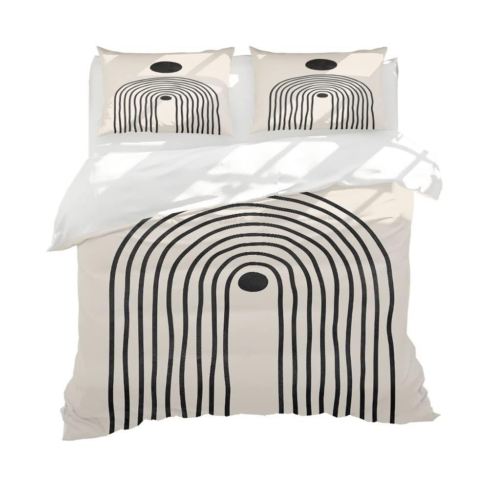 Mid Century Modern Påslakan Set King Abstrakt Geometriska Balansformer Regnbåge Sol Cirklar Boho Täcke Överdrag Sängkläder Set
