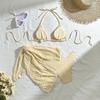 Sexy Bikini Set Women Halter Push Up Bra Skirt 3 Piece Swimsuit Summer Bathing Suit Cover Up Thong Swimwear Biquini