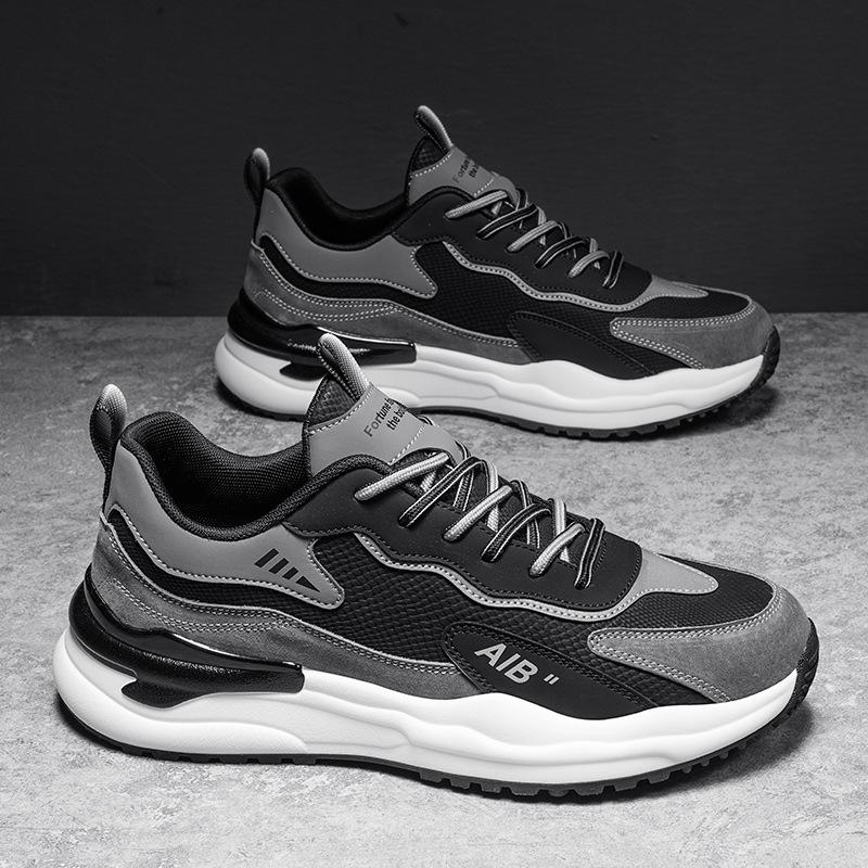 Autumn live broadcast new leather sneakers comfortable soft-soled dad shoes daily casual basketball shoes running men's shoes