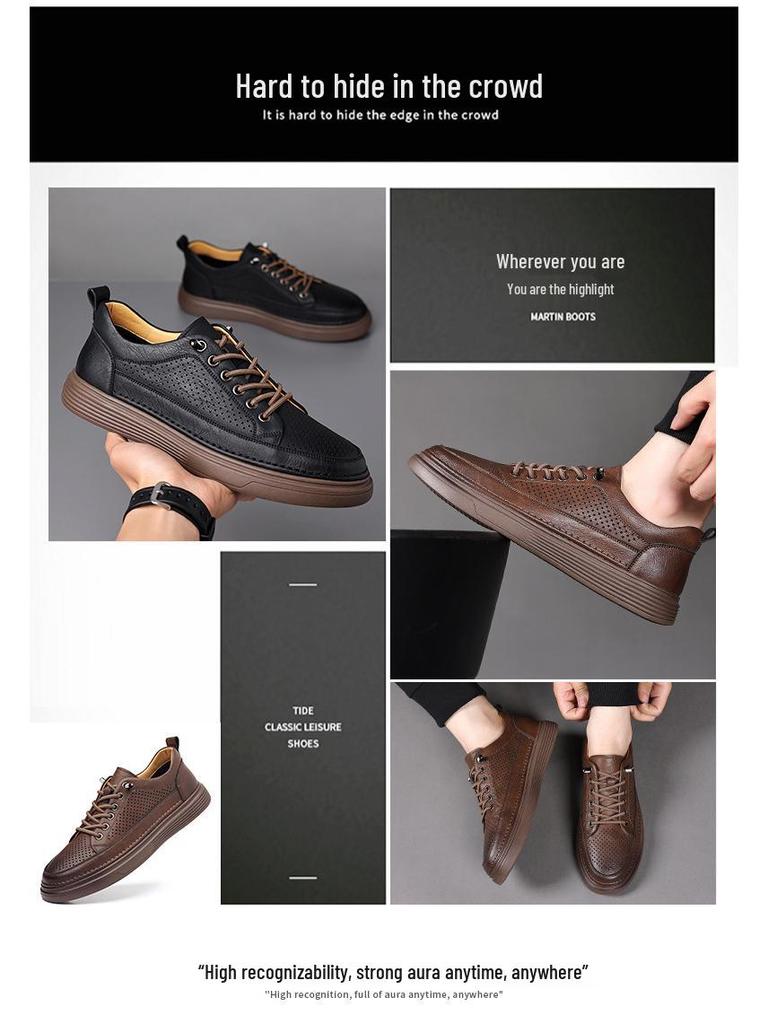 Men's Perforated Leather Driving Loafers - Breathable, Casual & Formal Summer Shoes