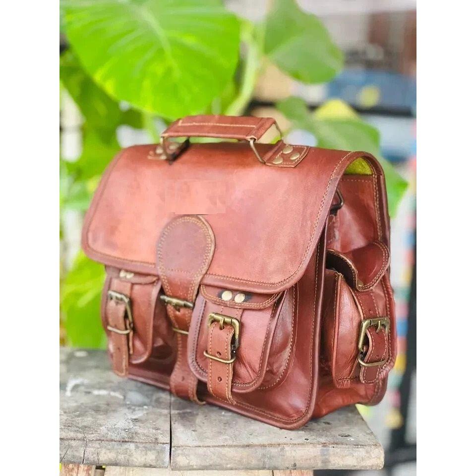 Nová chráněná kožená vintage hnědá messenger taška přes rameno na notebook aktovka