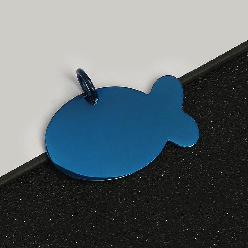 Für Großhandel Metallschmuck, Katzenfisch Haustieranhänger, Anhänger, Anti-Lost-Karte, Lasergravur, Edelstahl Hundemarke