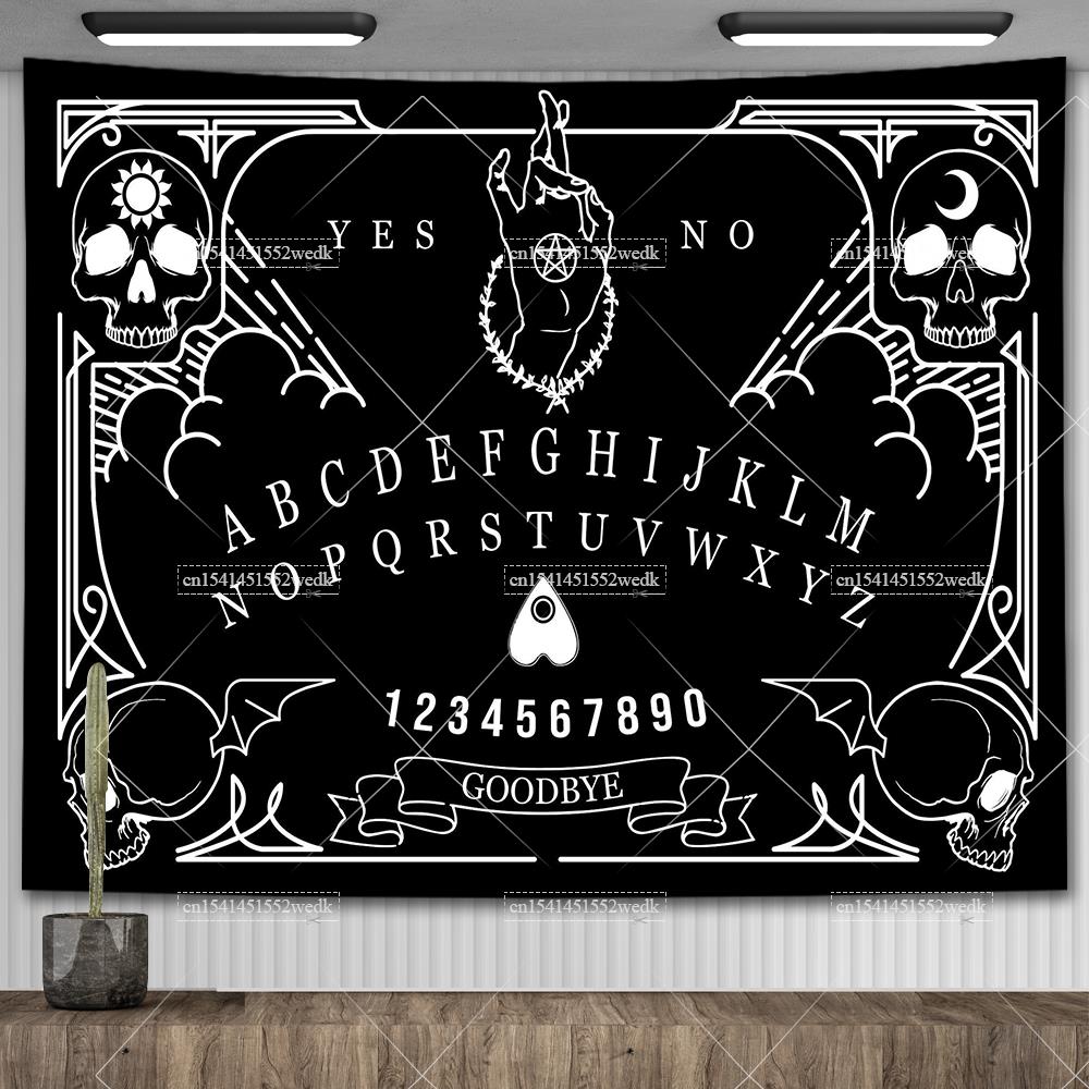 Ouija Board Tapestry Mandala Gothic Baphomet Occult Tapestry Aesthetic Room Decor Witchcraft Astrology Tarot Tablecloths