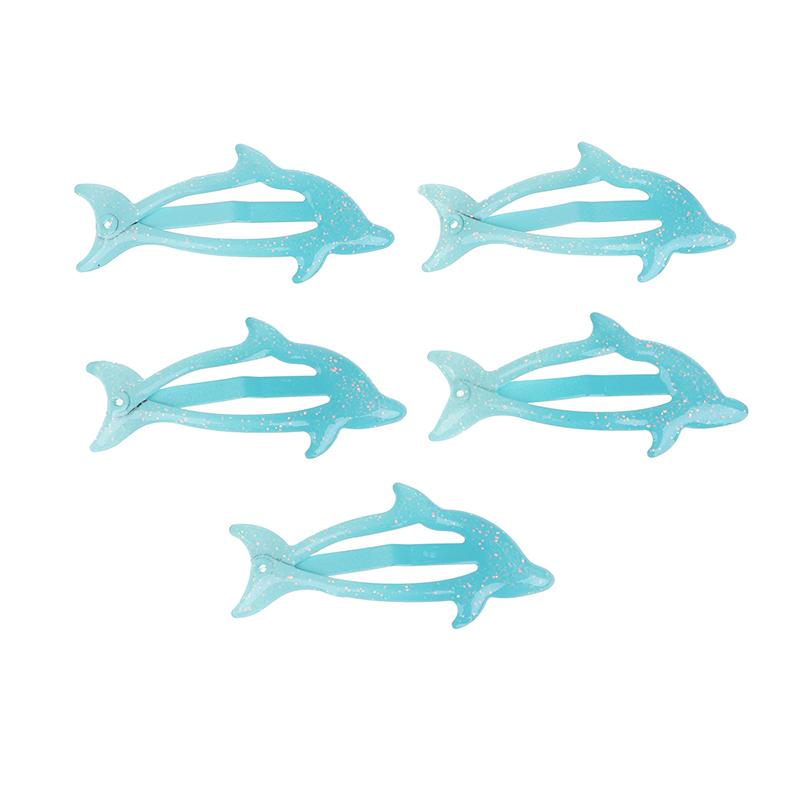5Pcs Colorful Glitter Dolphin Bb Hair Side Clips Barrettes For Girls Women Child Holiday Party Gift Hair Accessories Headwear