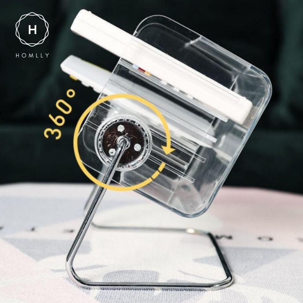 HOMLLY Acrylic Phone Remote Control Grid Organiser Storage Box With 360 Rotating Stand