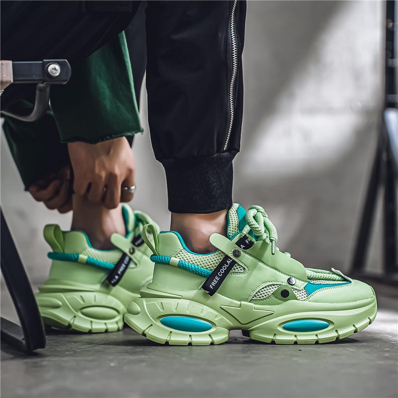 New Design Men's Green Sneakers Lace-Up Platform Men Casual Sneaker Comfortable Breathable Fashion Sneakers Man Chaussure Hommes