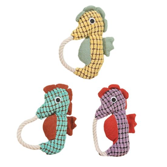 Pet Toy Seahorse Design Dog Boredom Buster Toy with Built-In Rattle Tug-of-War Teeth Cleaning Interactive Dog Toy
