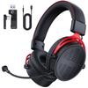 Captain 900 Gaming Headset and Wireless Headset with Bluetooth and Wired Low 60H Detachable and Mute Function for Xbox and Switch (Black Red) - 4-Way
