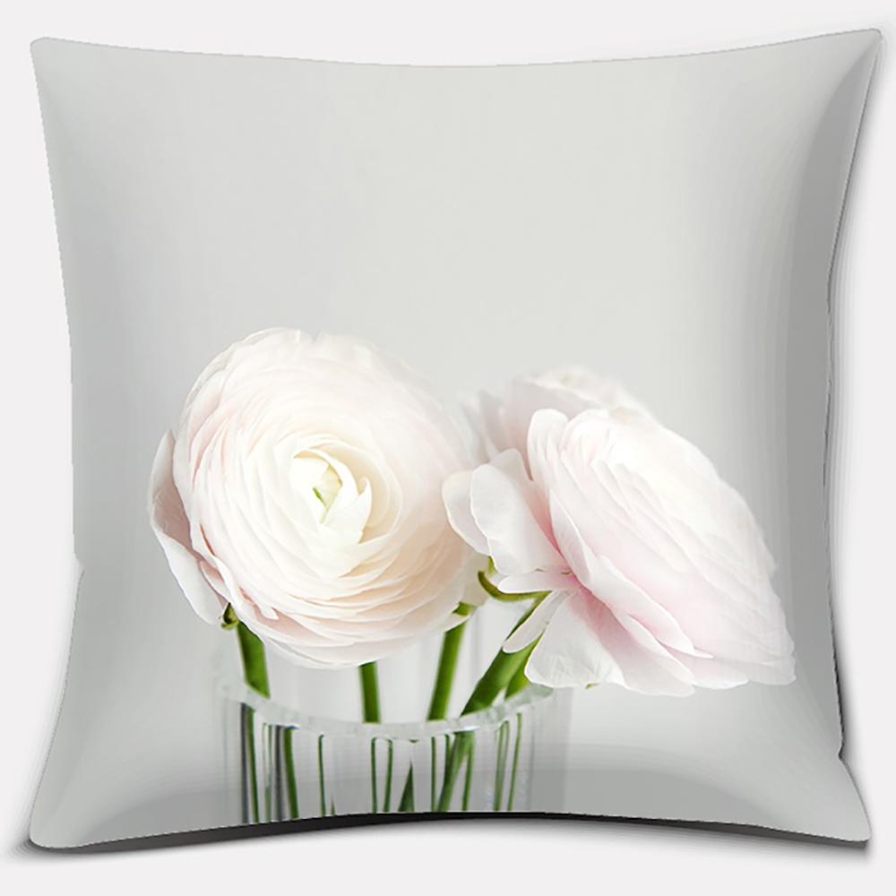 Modern Pink Flowers Series Pillow Gift Home Office Decoration Bedroom Sofa Car Cushion Cover