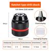Keyless Metal Ratchet Drill Chuck,Self-Locking Chuck,10Mm 13Mm,Quick Change Conversion,For Drill Bit Taps Socket&Screwdriver